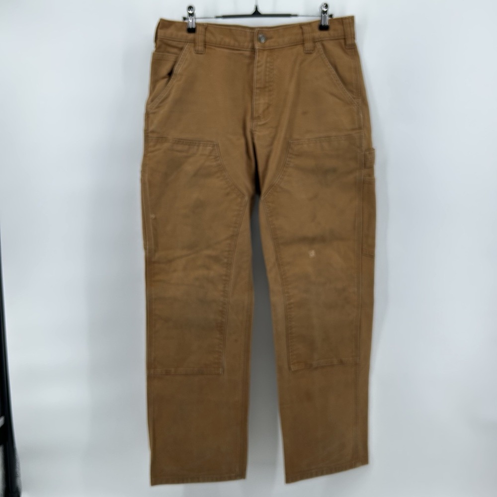 Carhartt Rugged Flex Duck Double Front Work Pants Mens 32x30 Brown Distressed